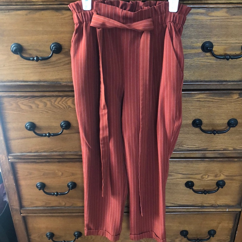 Rust pin stripe dress pants